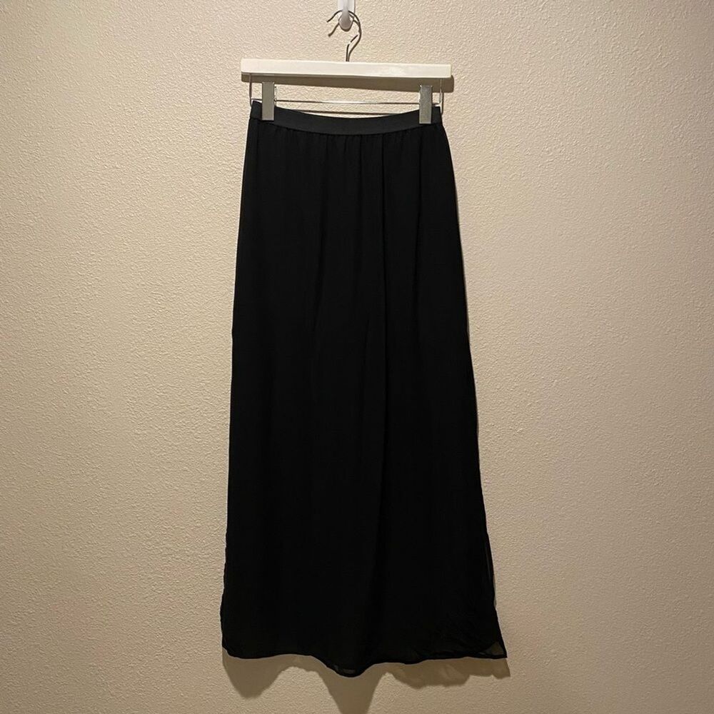 Black Maxi‎ Skirt Sheer Pull on Size 6 Whimsical Goth